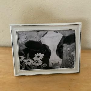 Farmhouse Cow & sunflowers picture 5x7 w/frame